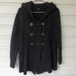Black and grey sweater with buttons